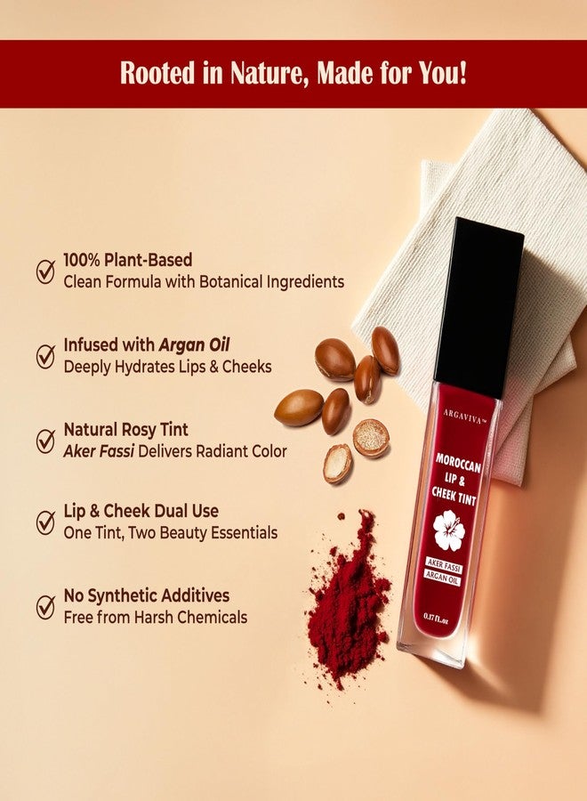 Argaviva Aker Fassi Tinted Lip Stain and Cheek Tint with Argan Oil – Lightweight Lipstain for Natural Glow, Moisturizing Color, Long-Lasting Lip Tint Stain, and Plant-Based Beauty - Image 3